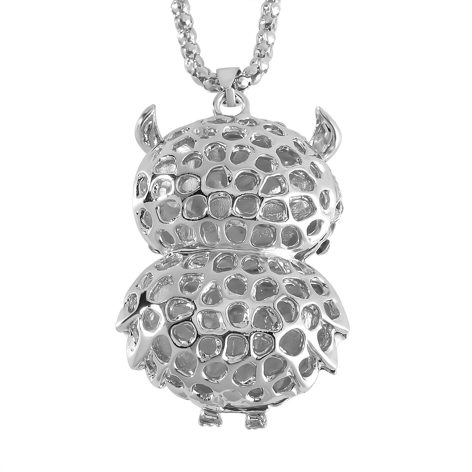 AB & White Austrian Crystal Owl Necklace (Size 28 - 2 Inch)