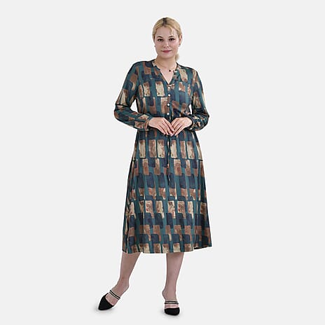 La Marey Jersey Tie-Waist Printed Maxi Dress (Size M) - Green