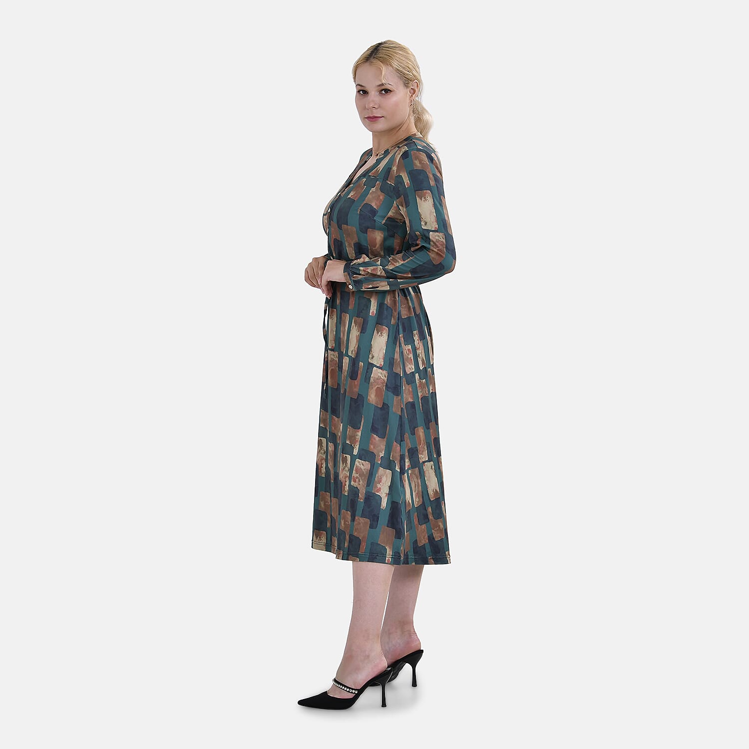 La Marey Jersey Tie-Waist Printed Maxi Dress (Size M) - Green