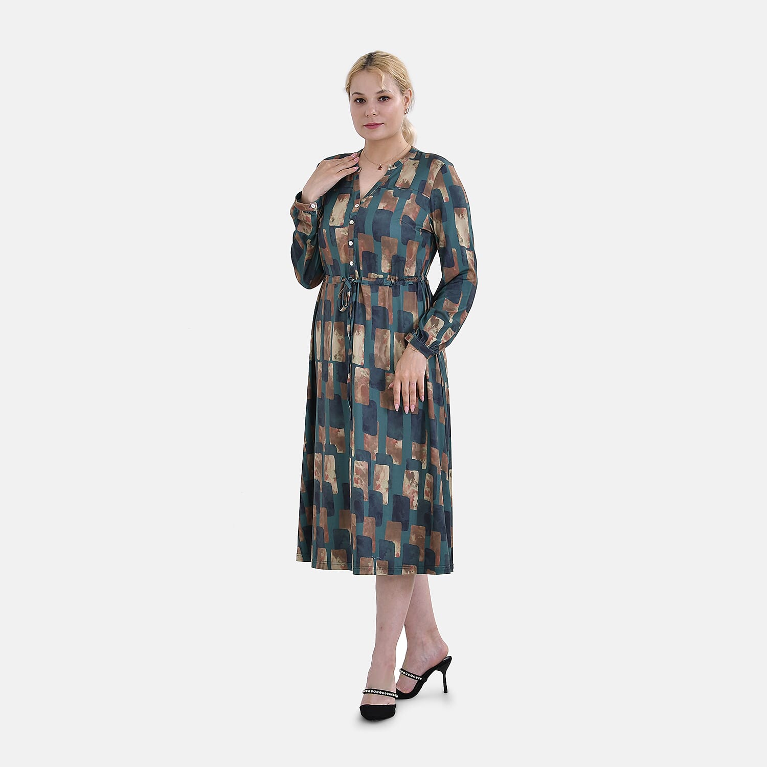 La Marey Jersey Tie-Waist Printed Maxi Dress (Size M) - Green