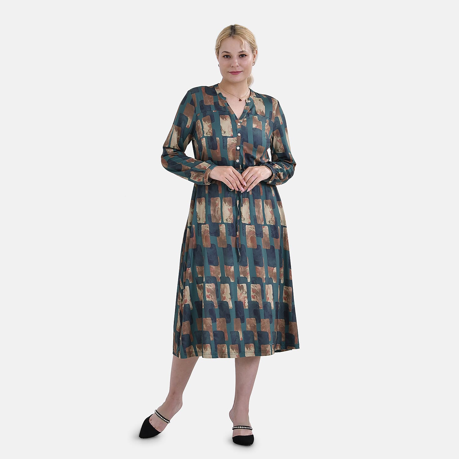 La Marey Jersey Tie-Waist Printed Maxi Dress (Size XL) - Green