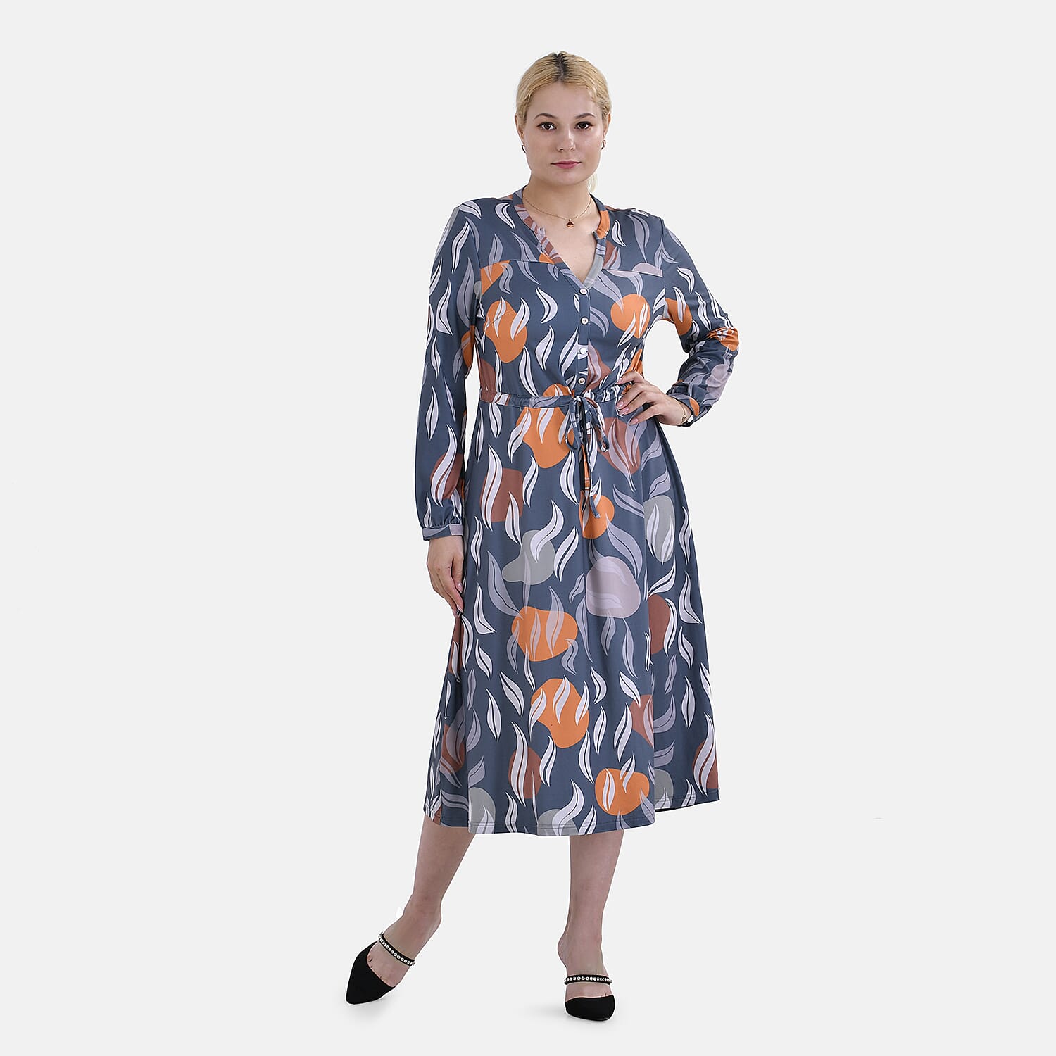 La Marey Jersey Tie-Waist Printed Midi Dress