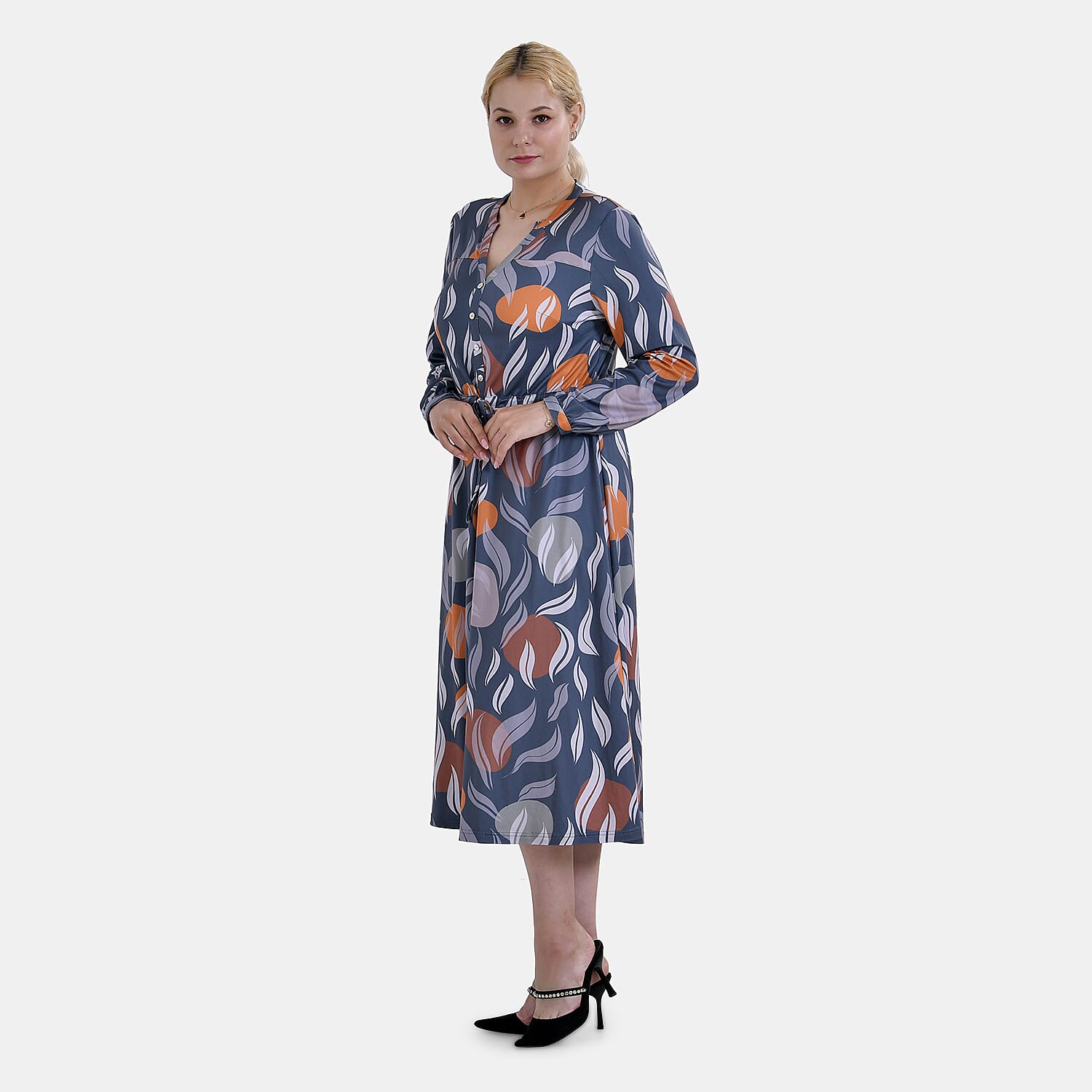 La Marey Jersey Tie-Waist Printed Midi Dress