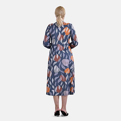 La Marey Jersey Tie-Waist Printed Maxi Dress (Size XL) - Orange