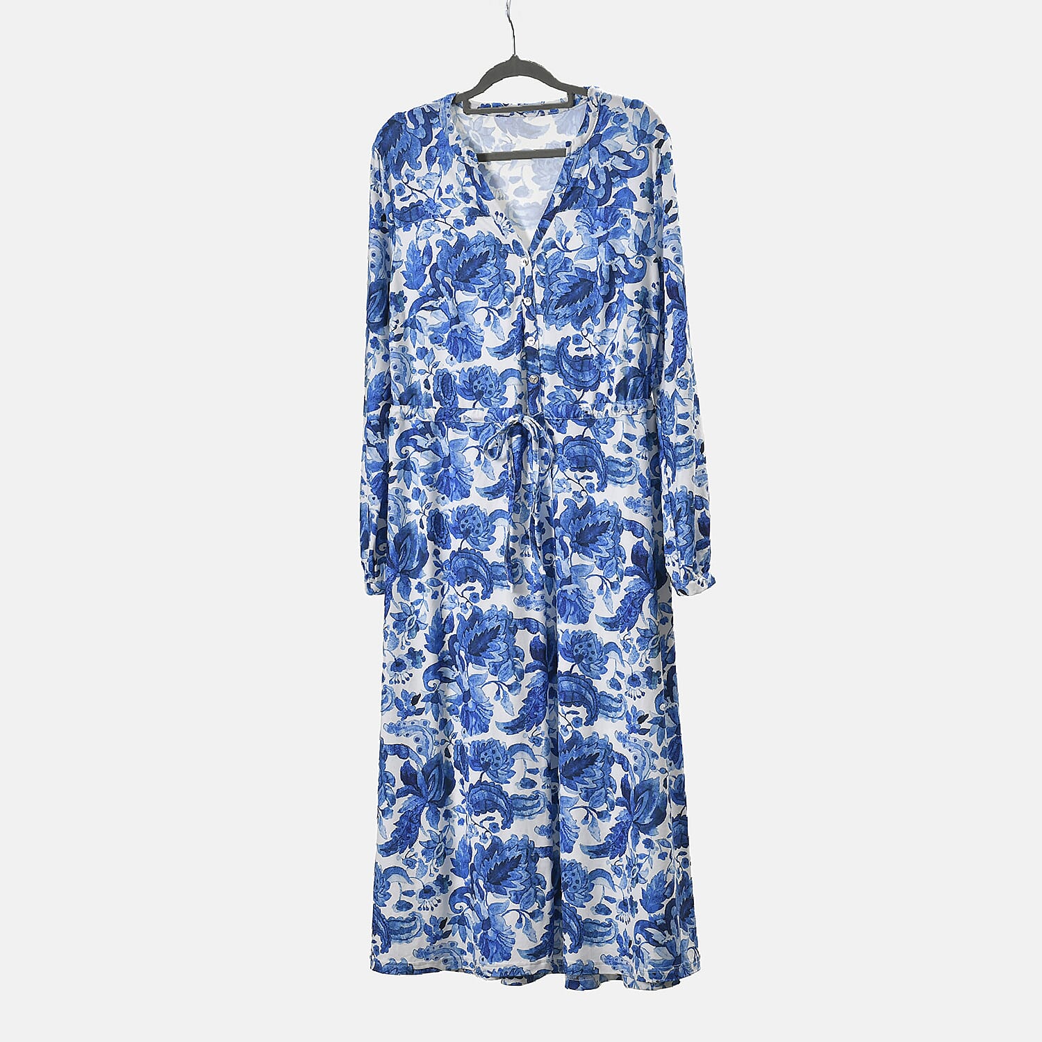 La Marey Jersey Tie Waist Floral Printed Maxi Dress (Size M) - Blue La Marey Jersey Tie Waist Floral Printed Maxi Dress (Size M) - Blue
