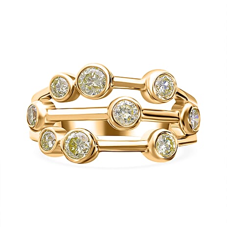 Designer Inspired -14K Yellow Gold Certified Natural Yellow Diamond I1-I2  Bubble Ring 1.00 Ct.