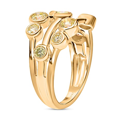 Designer Inspired -14K Yellow Gold Certified Natural Yellow Diamond I1-I2  Bubble Ring 1.00 Ct.