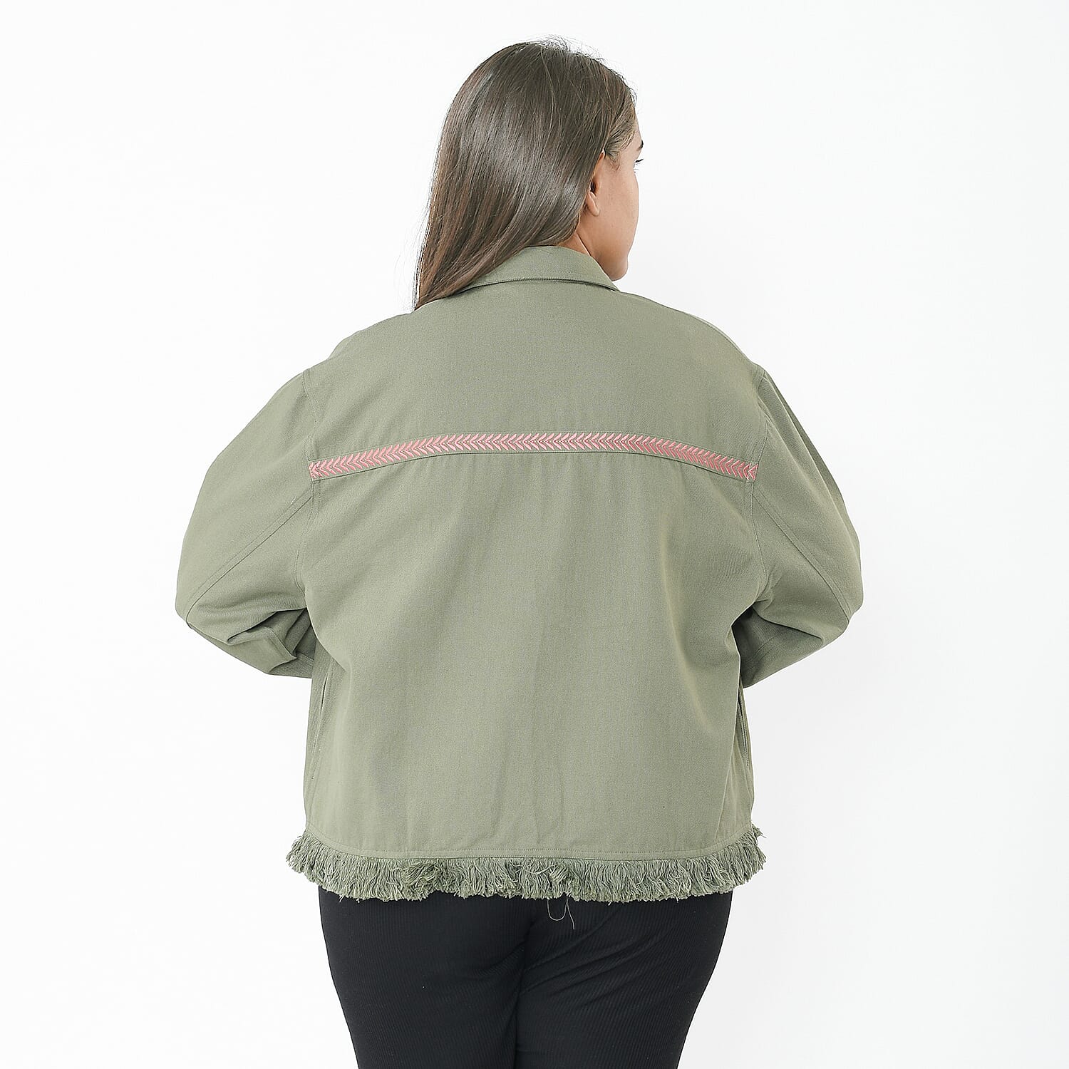 Tamsy 100% Cotton Embroidered Jacket (Size S,8-10) - Navy