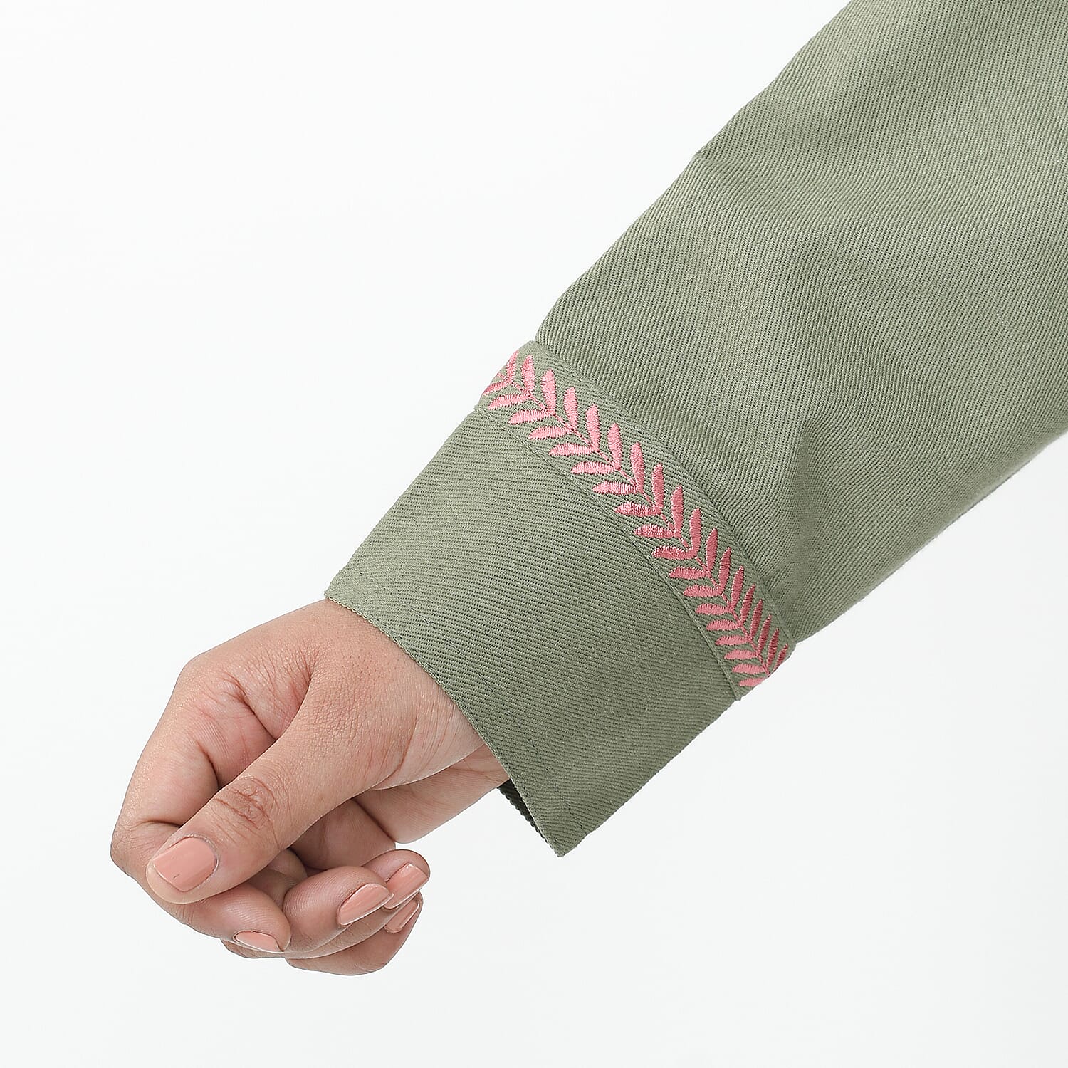 Tamsy 100% Cotton Embroidered Jacket (Size S,8-10) - Navy