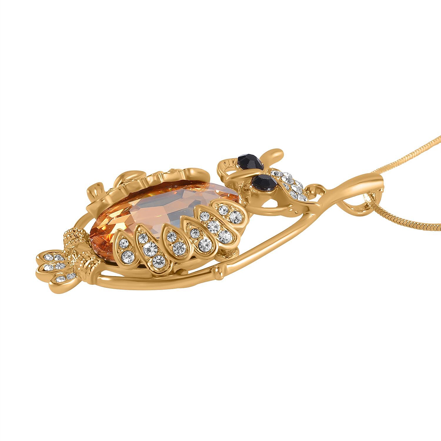 Multi Color Austrian Crystal Owl Necklace (Size - 28-2 inch ext.) in Gold Tone