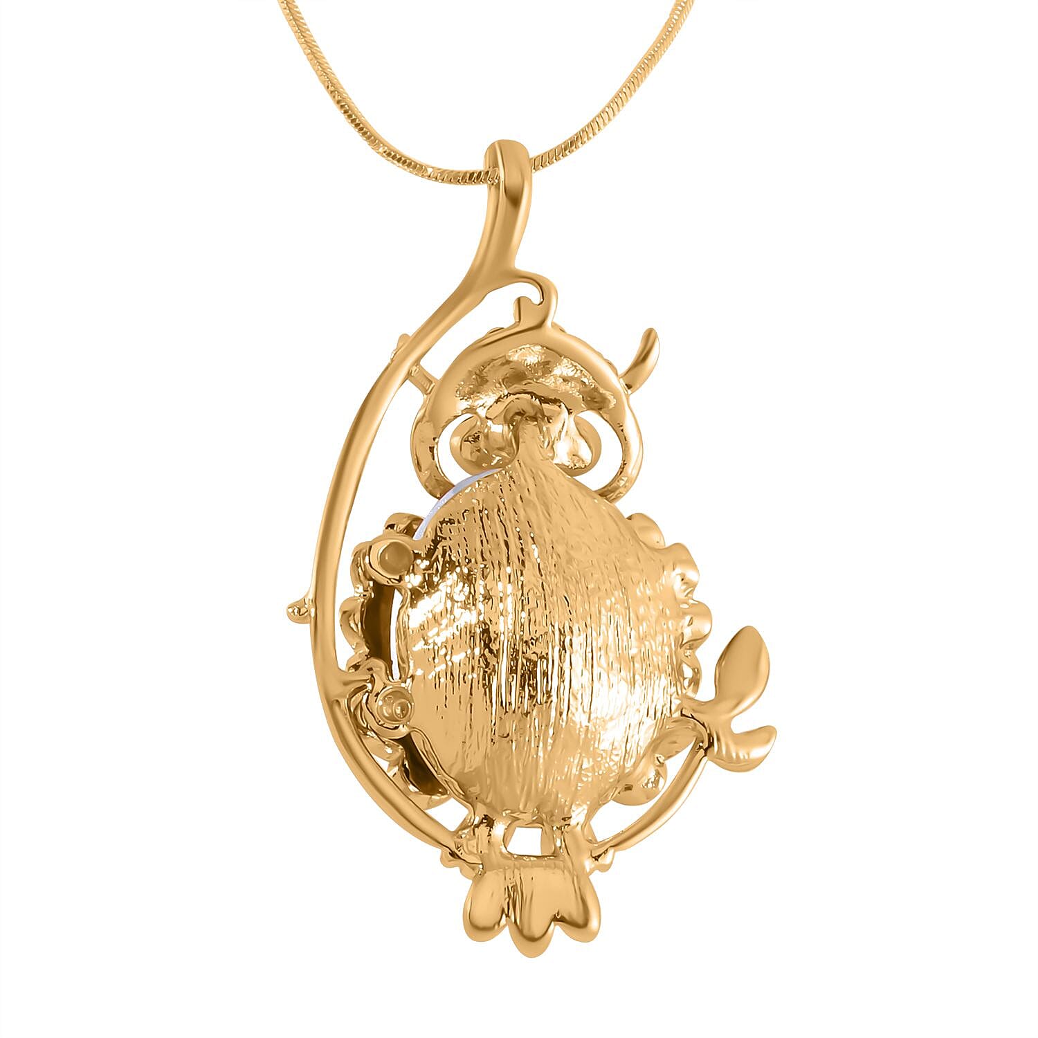 Multi Color Austrian Crystal Owl Necklace (Size - 28-2 inch ext.) in Gold Tone