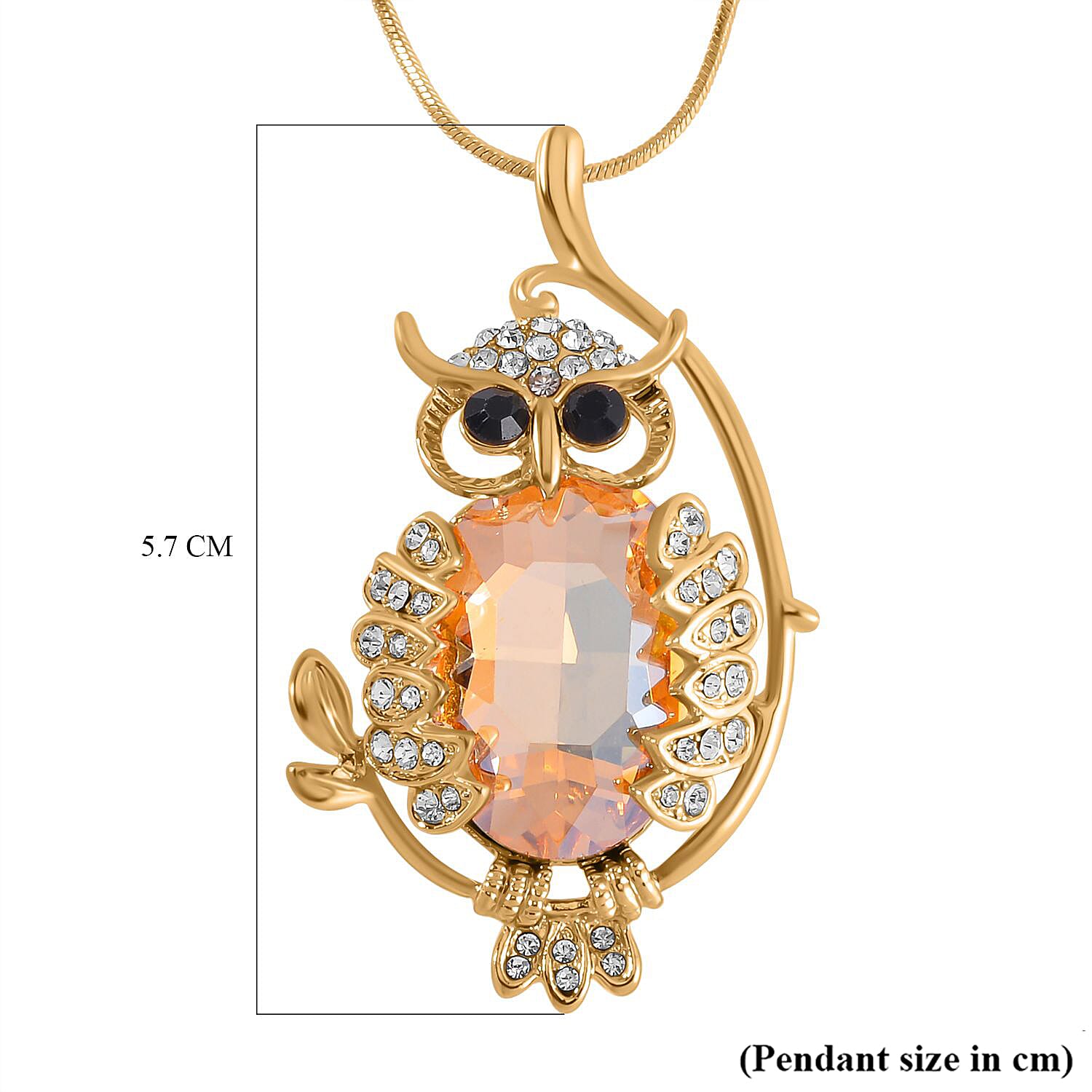 Multi Color Austrian Crystal Owl Necklace (Size - 28-2 inch ext.) in Gold Tone