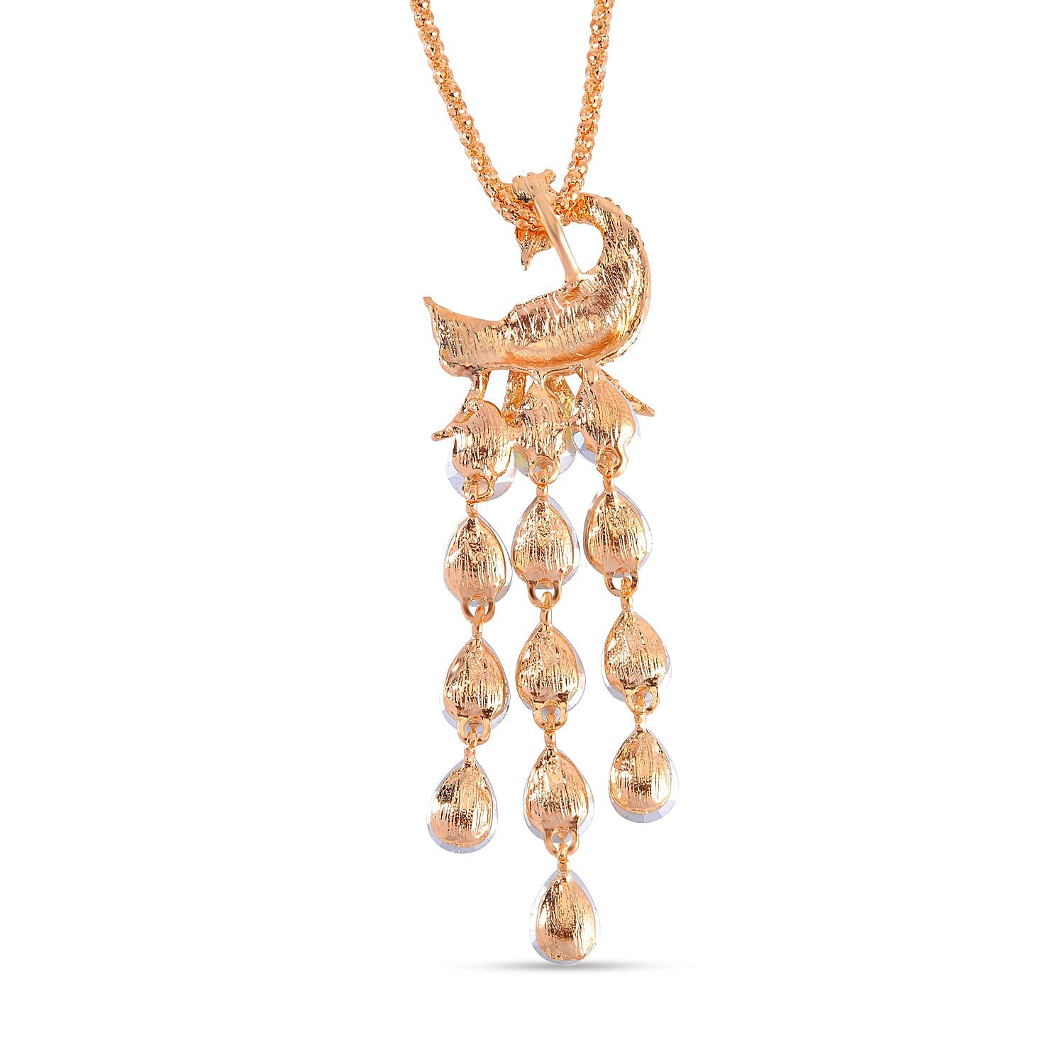 Close Out Deal-  Aurora Borealis &  White Austrian Crystal Peacock Necklace (Size - 28- 2 inch Ext.)