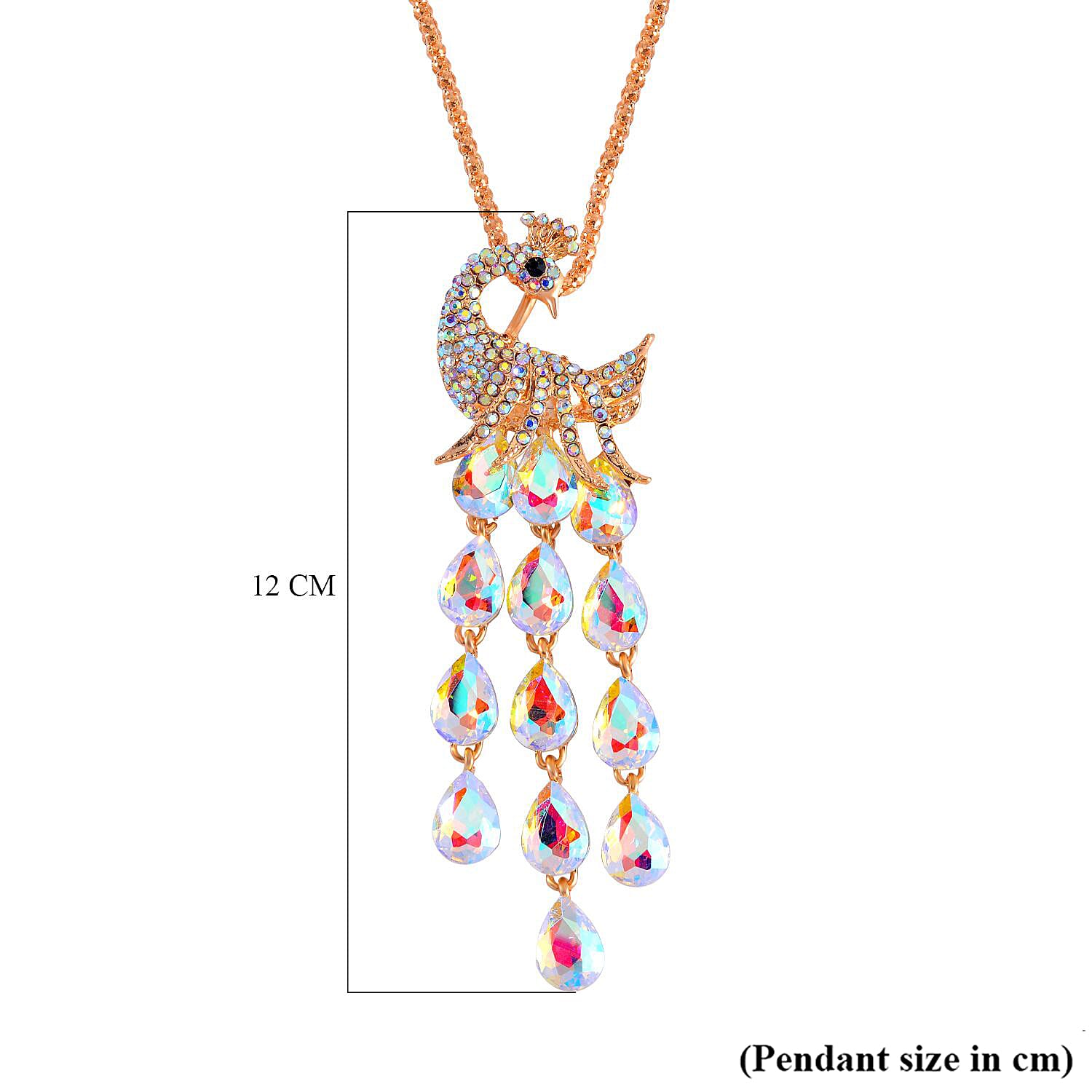 Close Out Deal-  Aurora Borealis &  White Austrian Crystal Peacock Necklace (Size - 28- 2 inch Ext.)