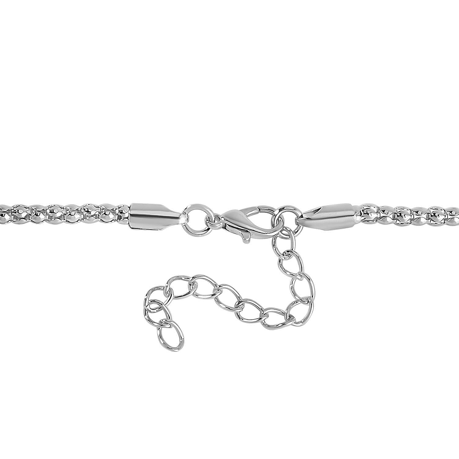 White Austrian Crystal Circle Necklace (Size - 28)