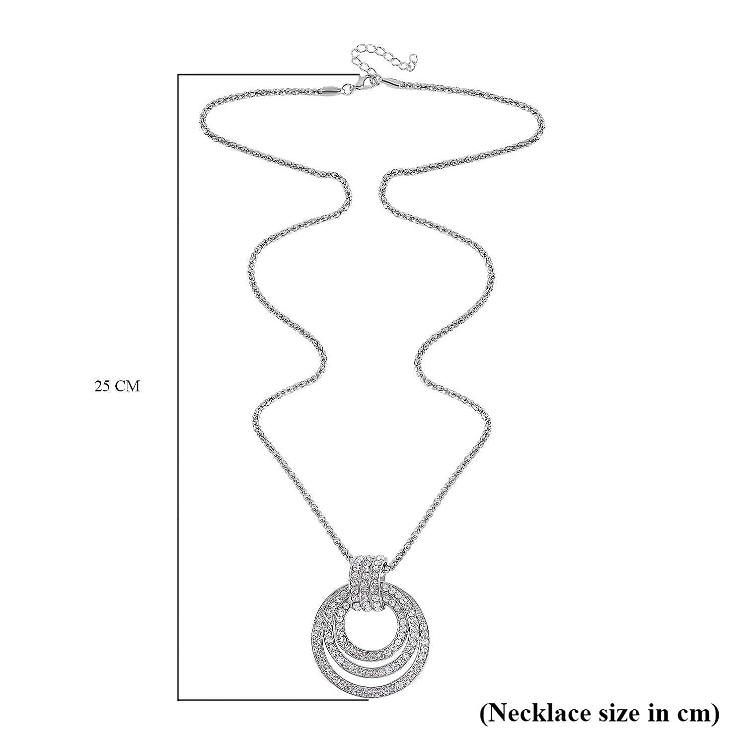 White Austrian Crystal Circle Necklace (Size - 28)