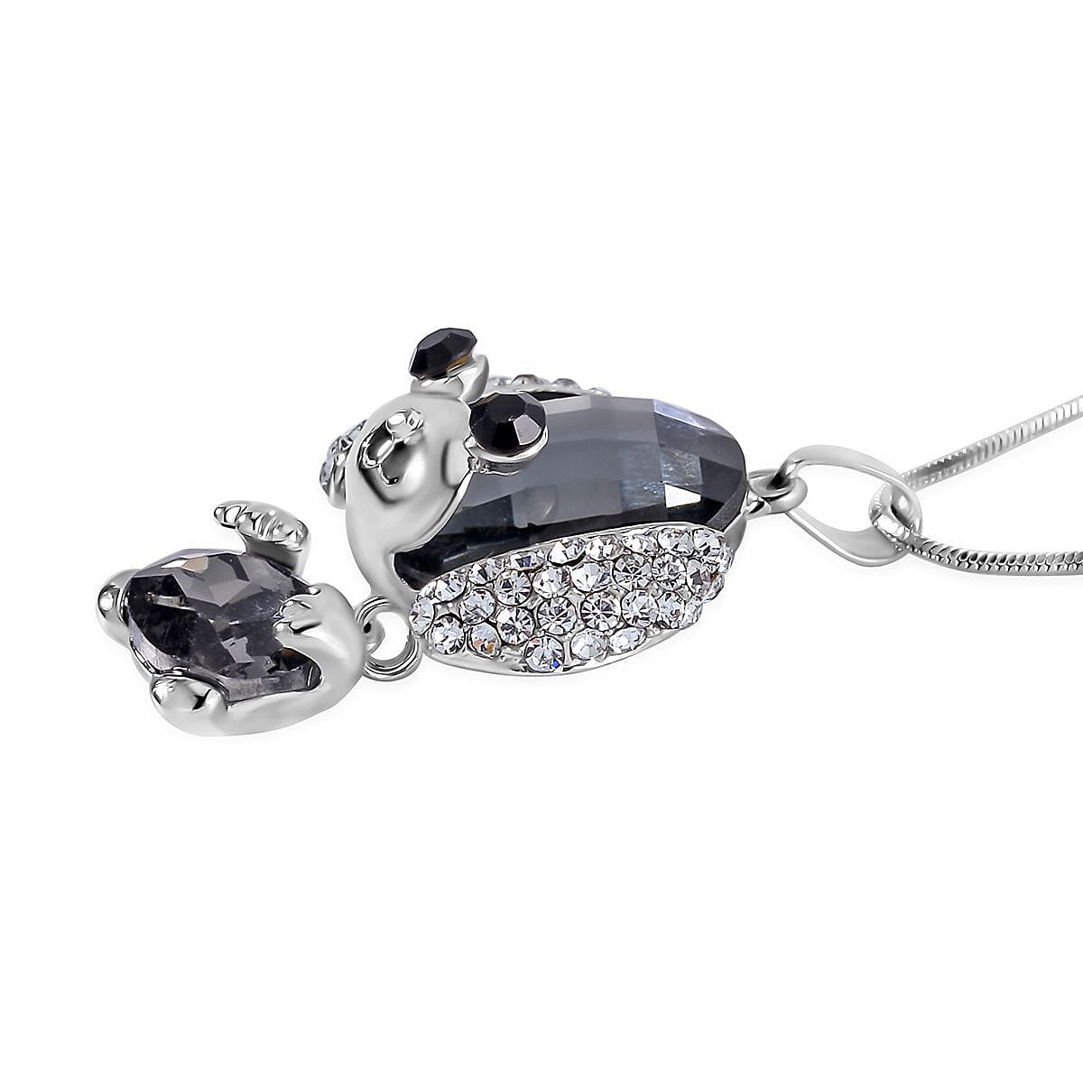 Multi Colour Austrian Crystal Dog Necklace (Size - 28-2 inch Ext.) in Silver Tone