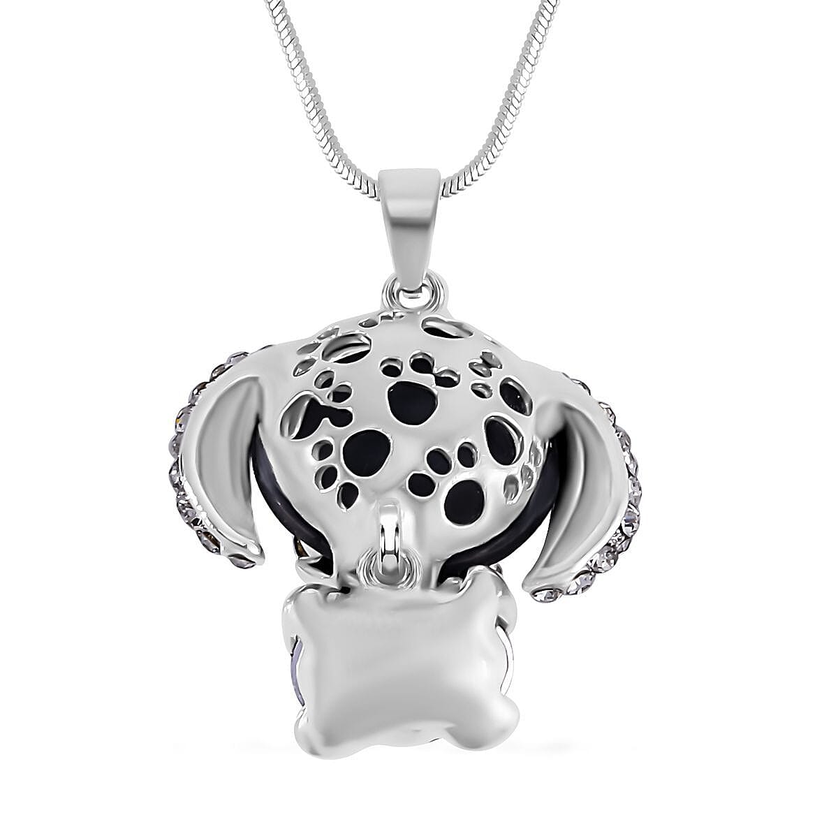 Multi Colour Austrian Crystal Dog Necklace (Size - 28-2 inch Ext.) in Silver Tone