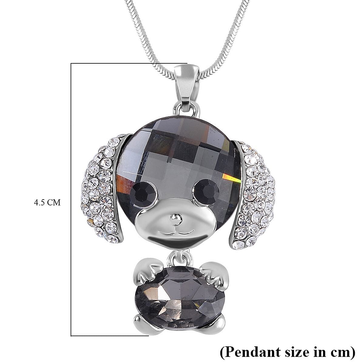 Multi Colour Austrian Crystal Dog Necklace (Size - 28-2 inch Ext.) in Silver Tone