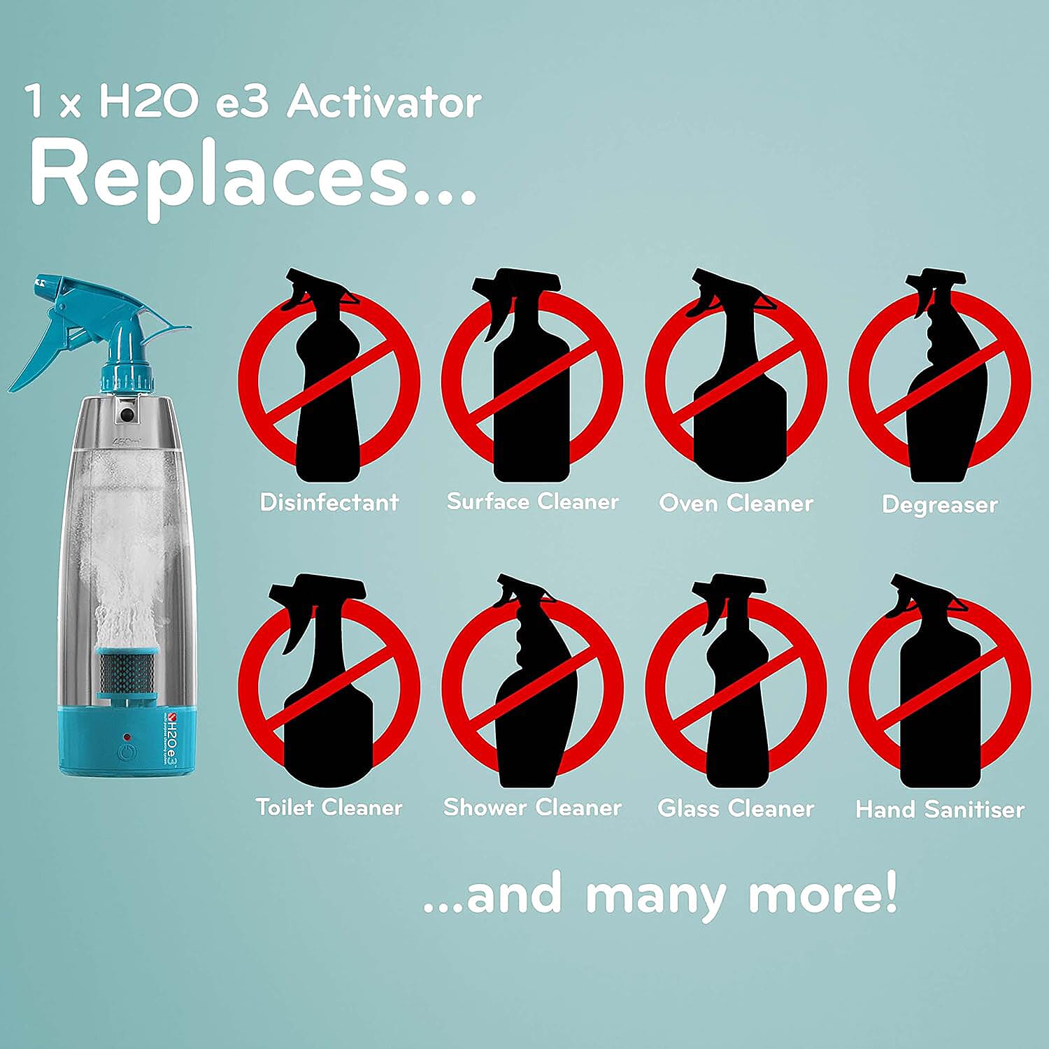 Spring BOGOF Offer- 14 Piece H20 E3 Multi-Purpose Home Cleaning Solution, inc Activator Bottle, Mop Unit, Travel Bottles and Glass Squeegee