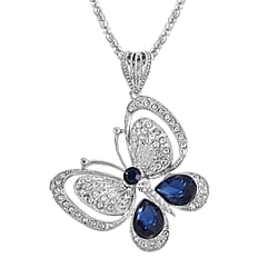 Simulated Mystic White Crystal & Austrian White Crystal Butterfly Necklace (Size - 28)