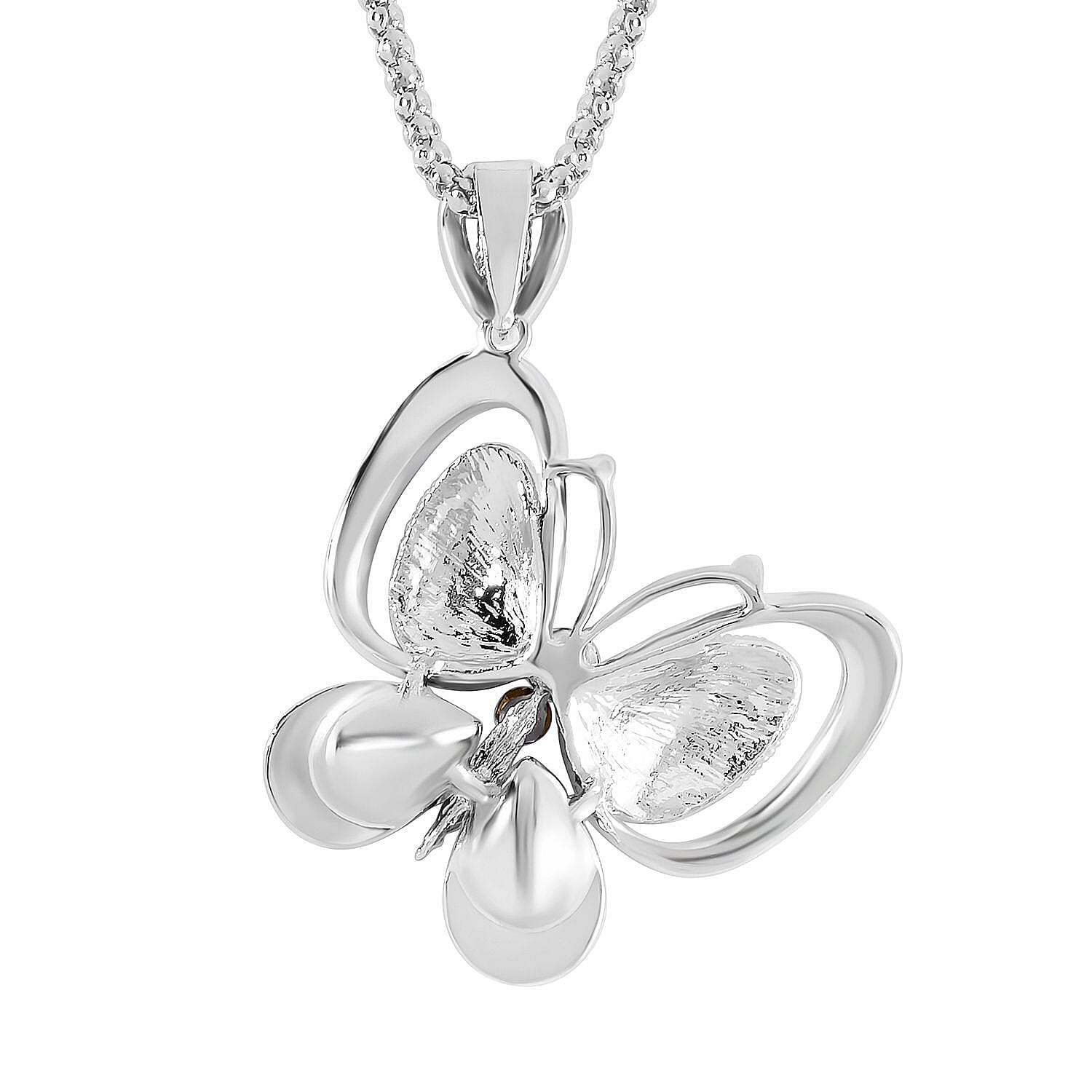  Blue Crystal , White Crystal Necklace (Size - 28) 0.02 ct 0.020 Ct.