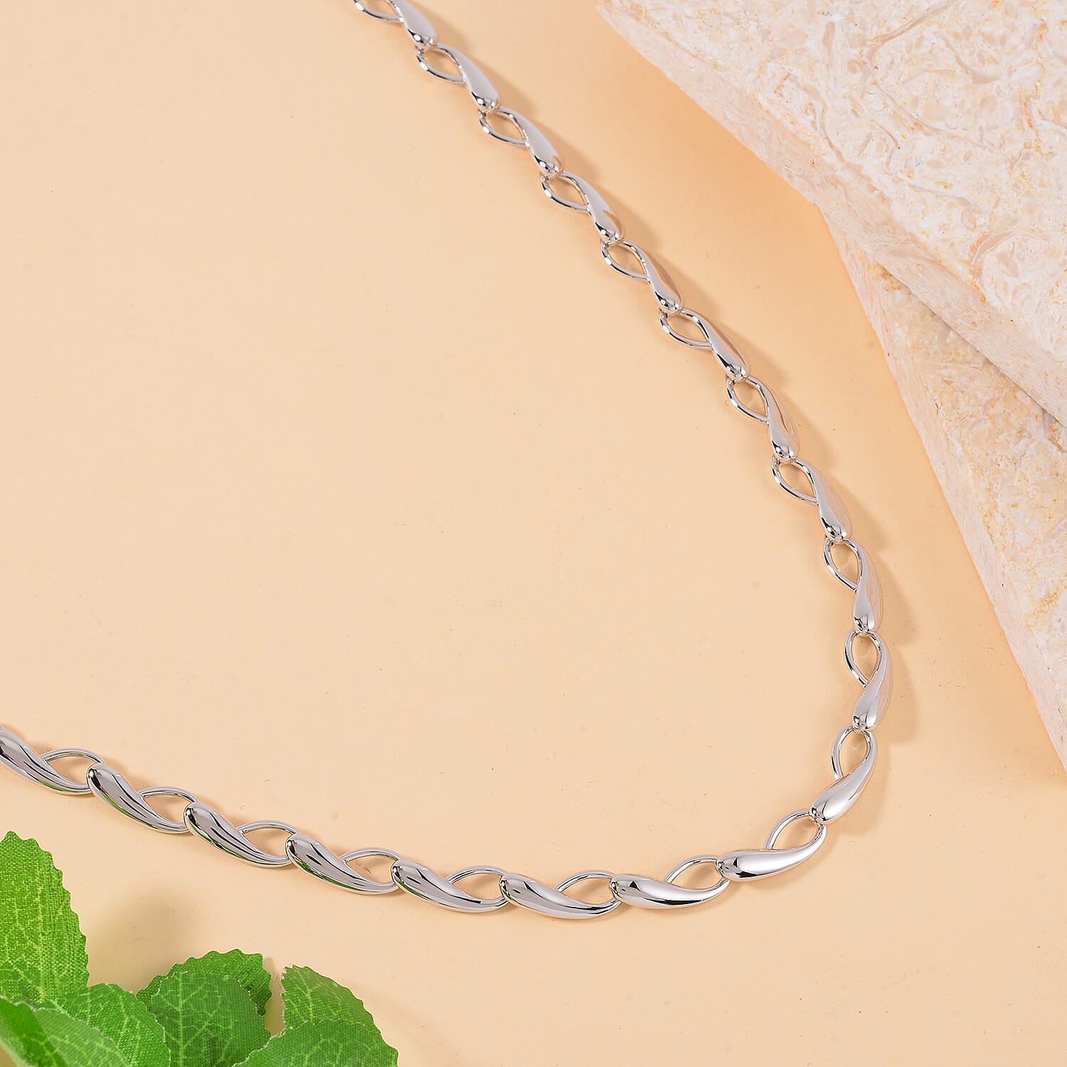 Lucy Q Drip Collection - Rhodium Overlay Sterling Silver Necklace (Size - 18), Silver Wt. 35 Gms