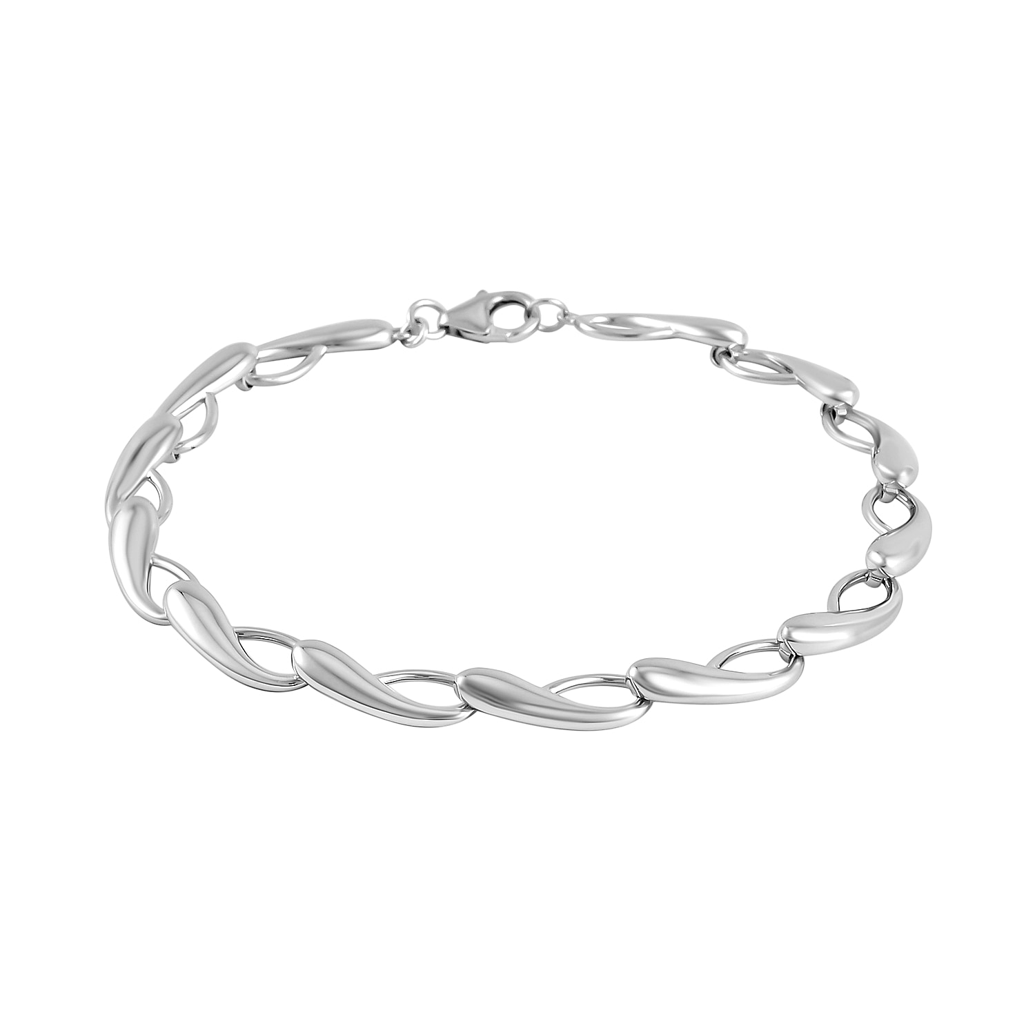 Lucy Q Drip Collection - Rhodium Overlay Sterling Silver Bracelet (Size - 8), Silver Wt. 17 Gms