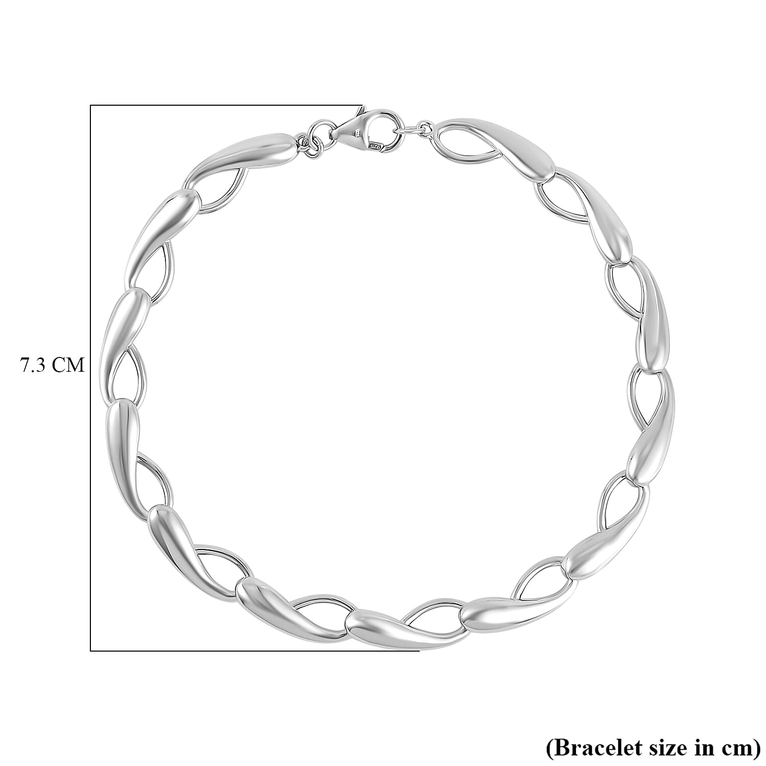 LucyQ Drip Collection - Rhodium Overlay Sterling Silver Bracelet (Size - 8)
