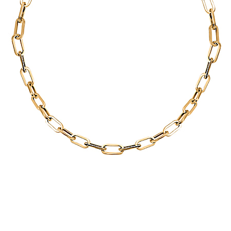 Italian Closeout Deal - 18K Yellow Gold Overlay Sterling Silver Paperclip Necklace (Size - 22)