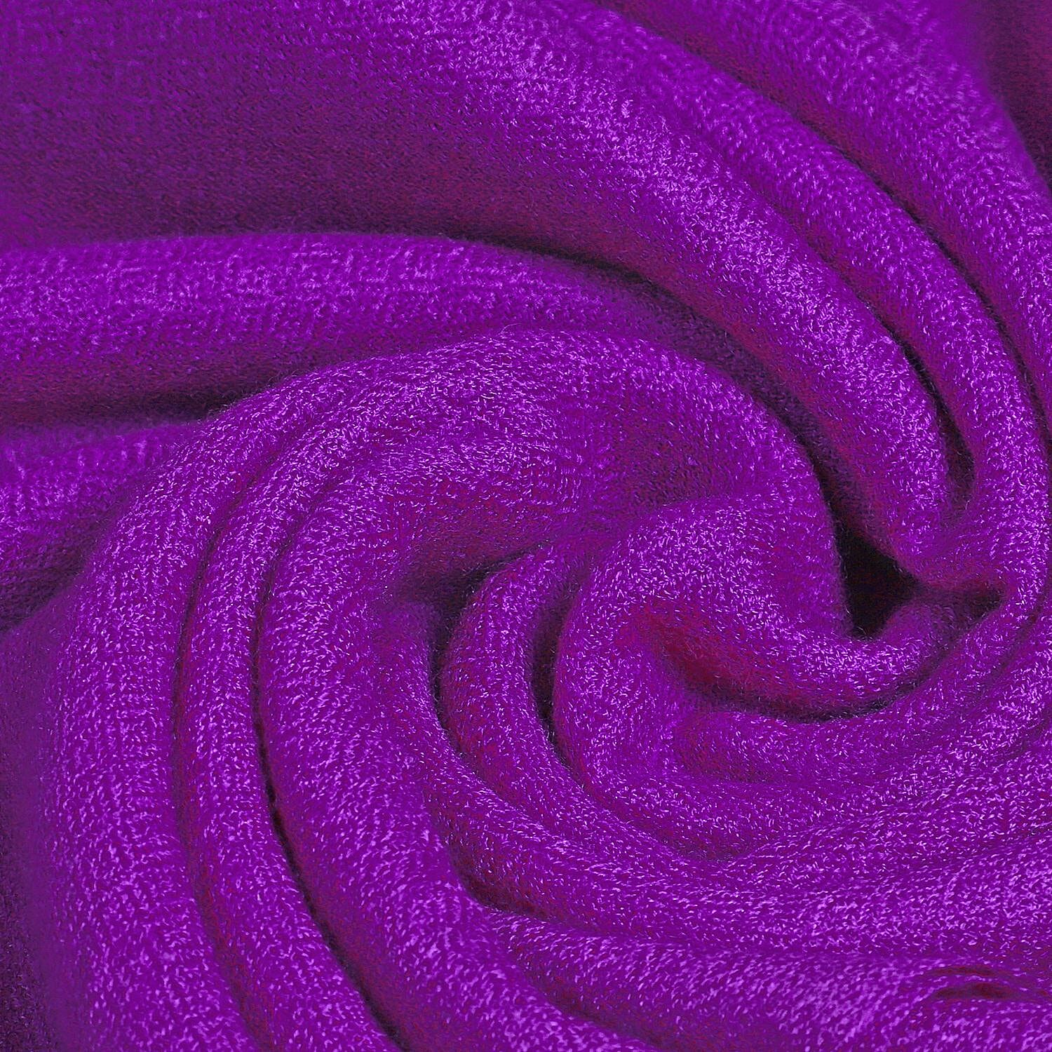La Marey Cashmere Wool Solid Scarf - Purple