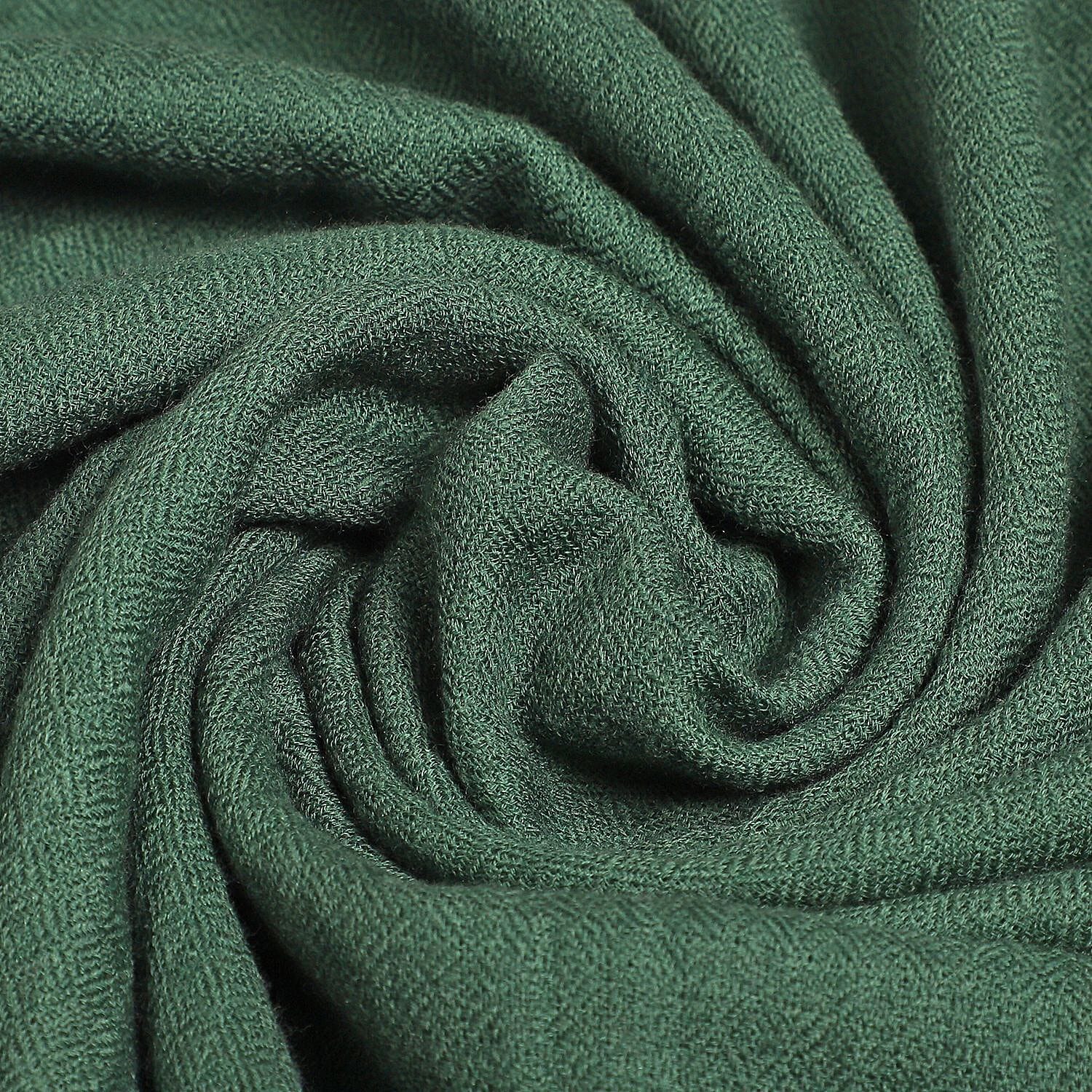 Mothers Day Gift Idea- La Marey 100% Cashmere Solid Wool Scarf with Gift Box (Size 190x70 cm) - Green