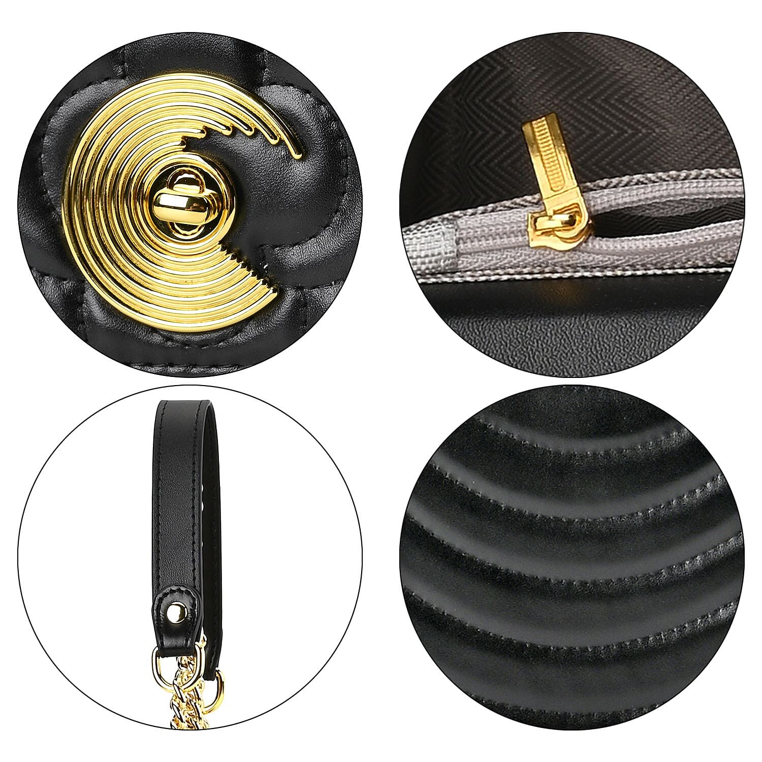 Leather Leaf Crossbody Bag (Size 23x8x15 cm) - Black