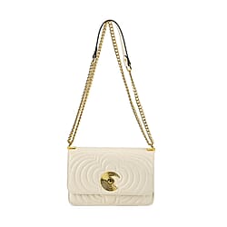 Leather Leaf Crossbody Bag (Size 23x8x15 cm) - Black