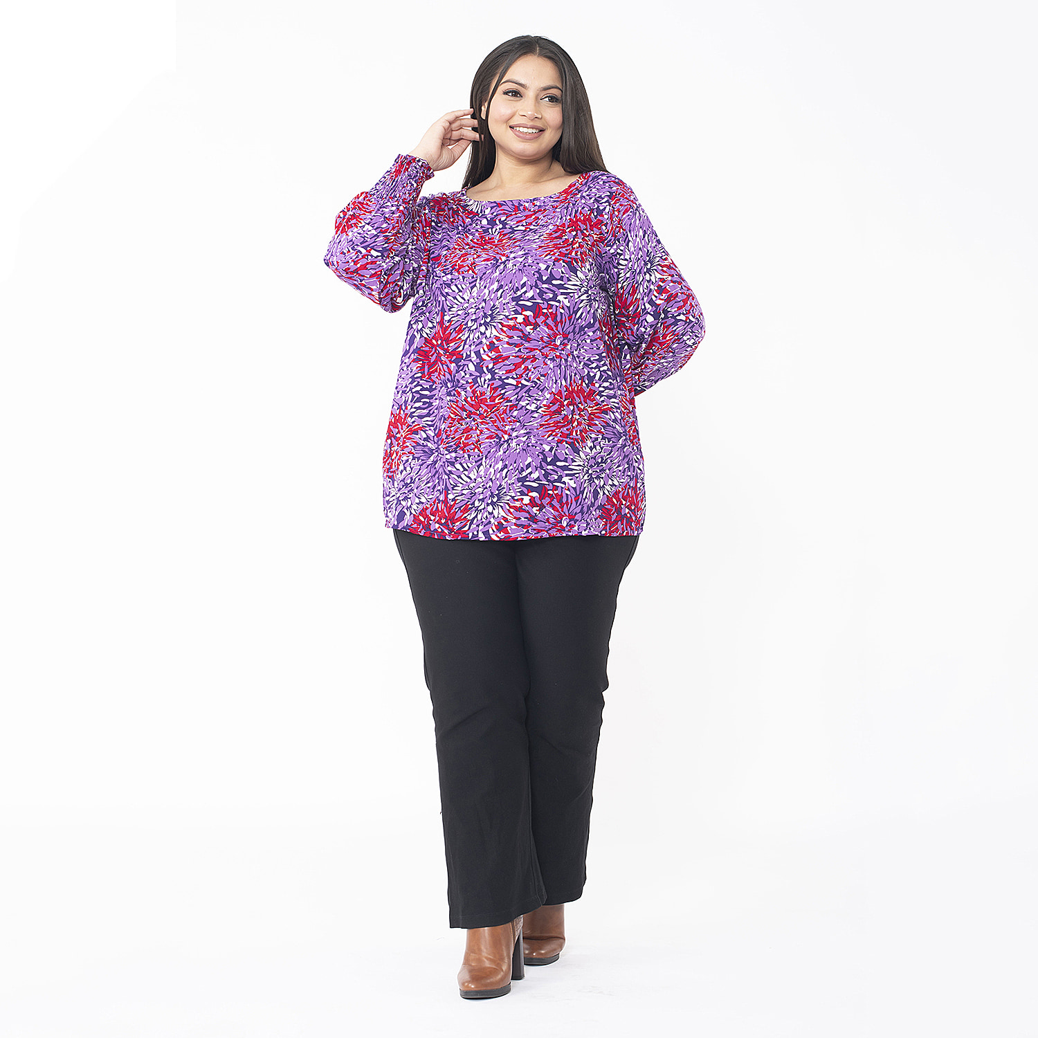 Tamsy Viscose Floral Top (Size 78x1 cm) - Pink & Pink