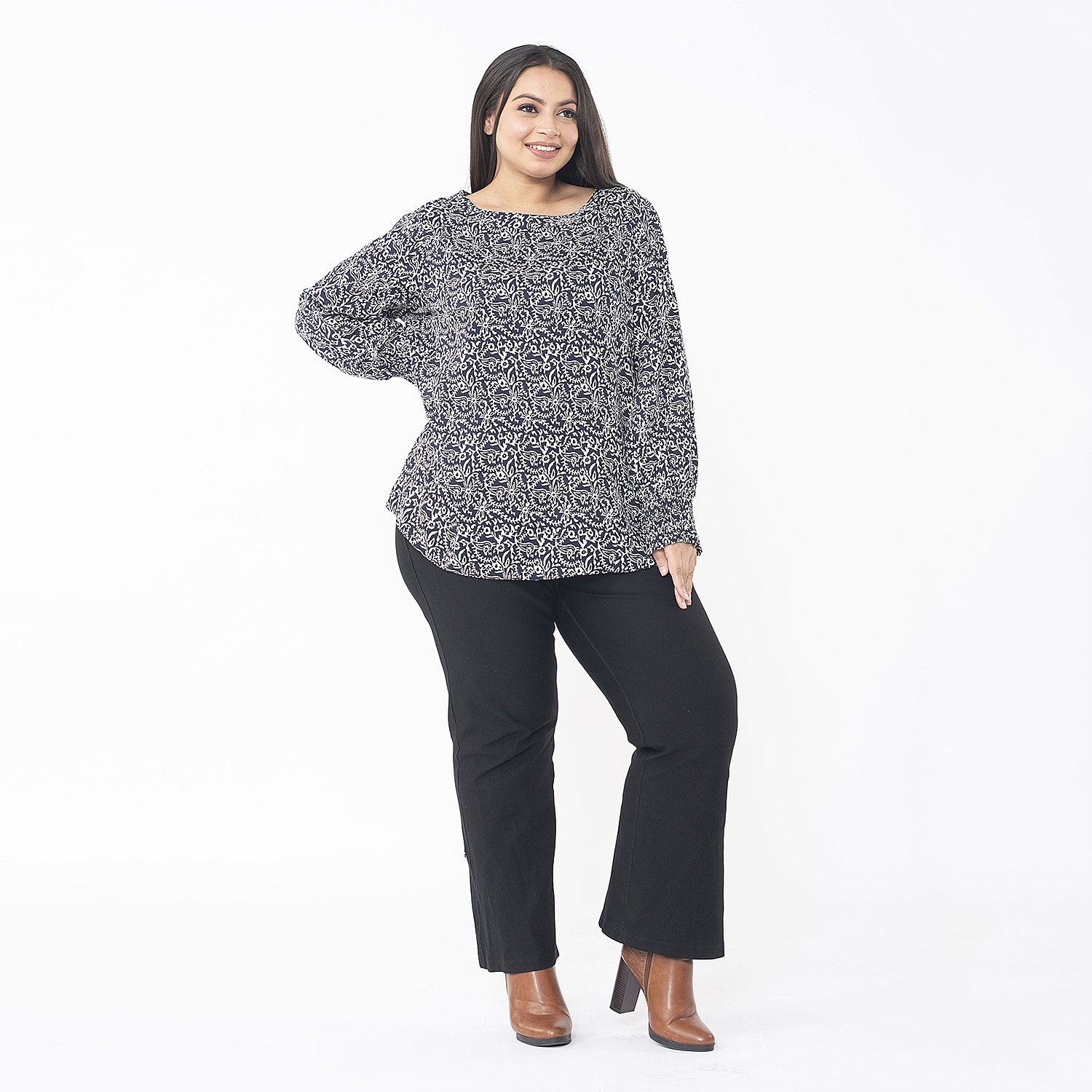 Tamsy-Viscose-Floral-Top-Size-S-Navy-Navy