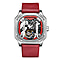 Limited Edition Swan & Edgar Hand Assembled Vortex Tourbillon Automatic Skeleton Dial Water Resistant Watch With Red Leather Bracelet