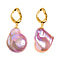 White Baroque Pearl Earrings in Yellow Gold Plated Sterling Silver