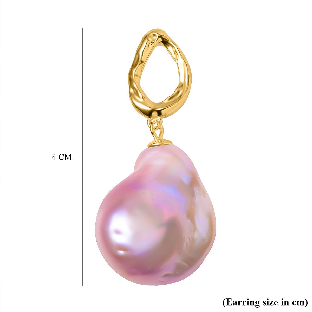 Multi Color Baroque Pearl Earrings in Yellow Gold Sterling Silver