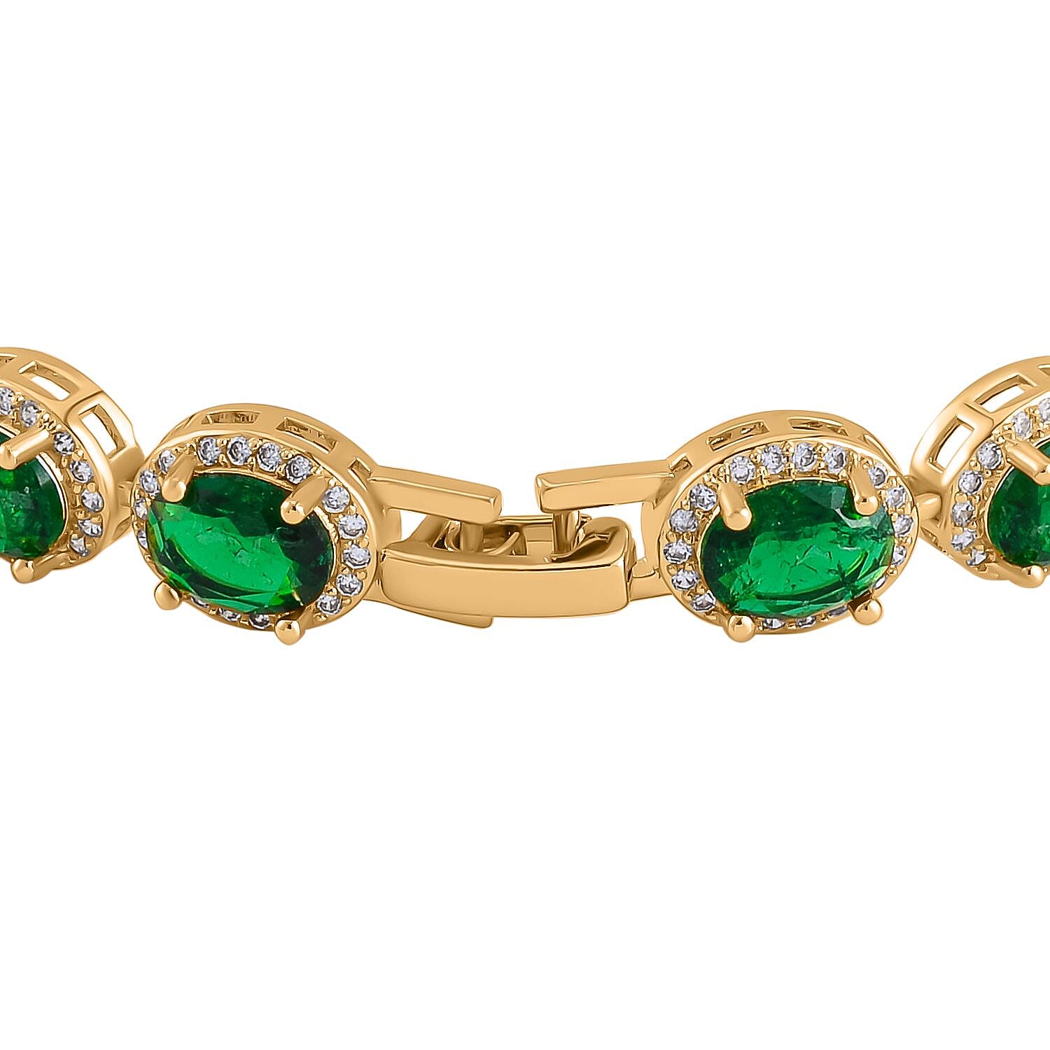 Neon Green Crystal , White Cubic Zirconia Bracelet (Size - 7.5) Pure Yellow Brass 0.51 ct 0.510 Ct.