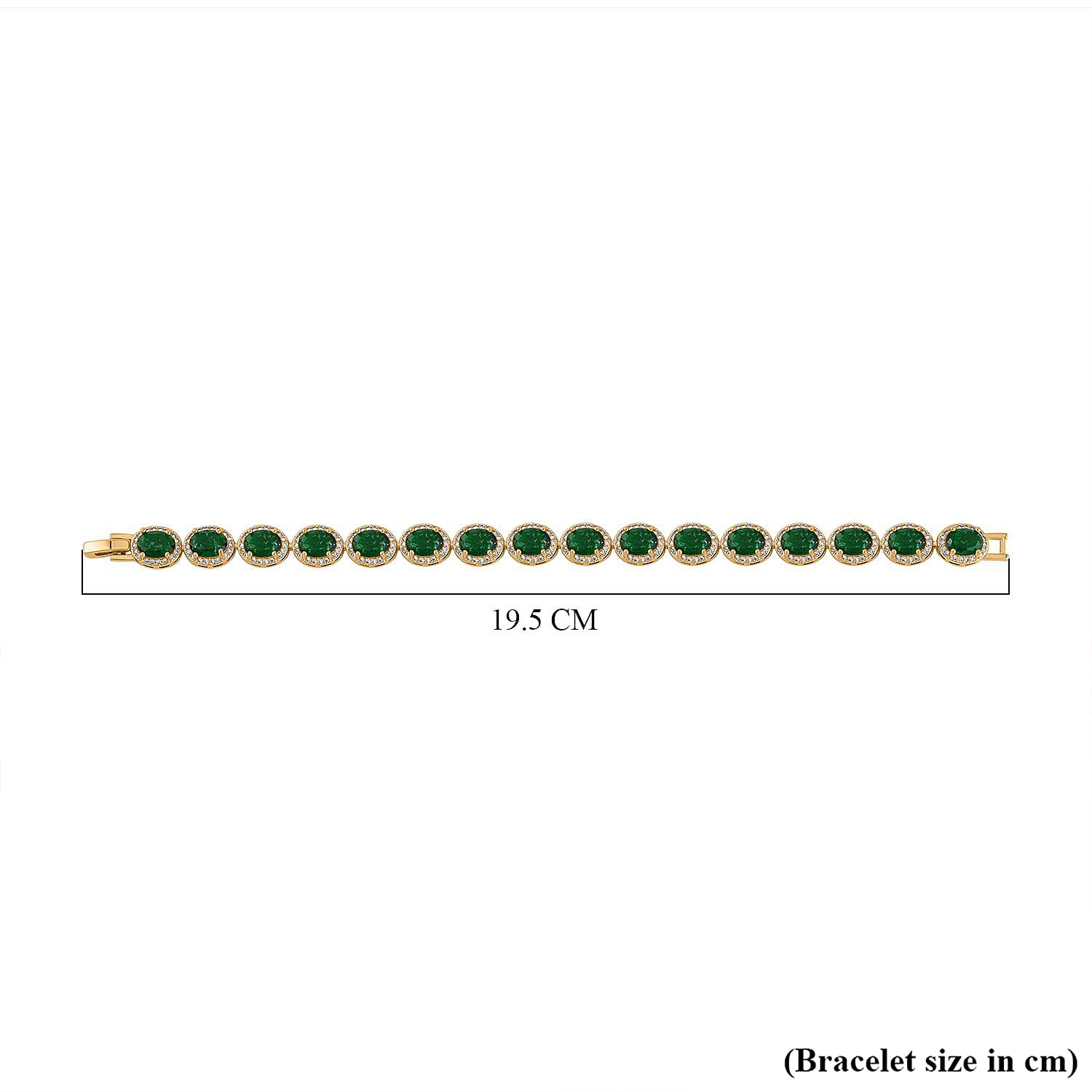 Neon Green Crystal , White Cubic Zirconia Bracelet (Size - 7.5) Pure Yellow Brass 0.51 ct 0.510 Ct.