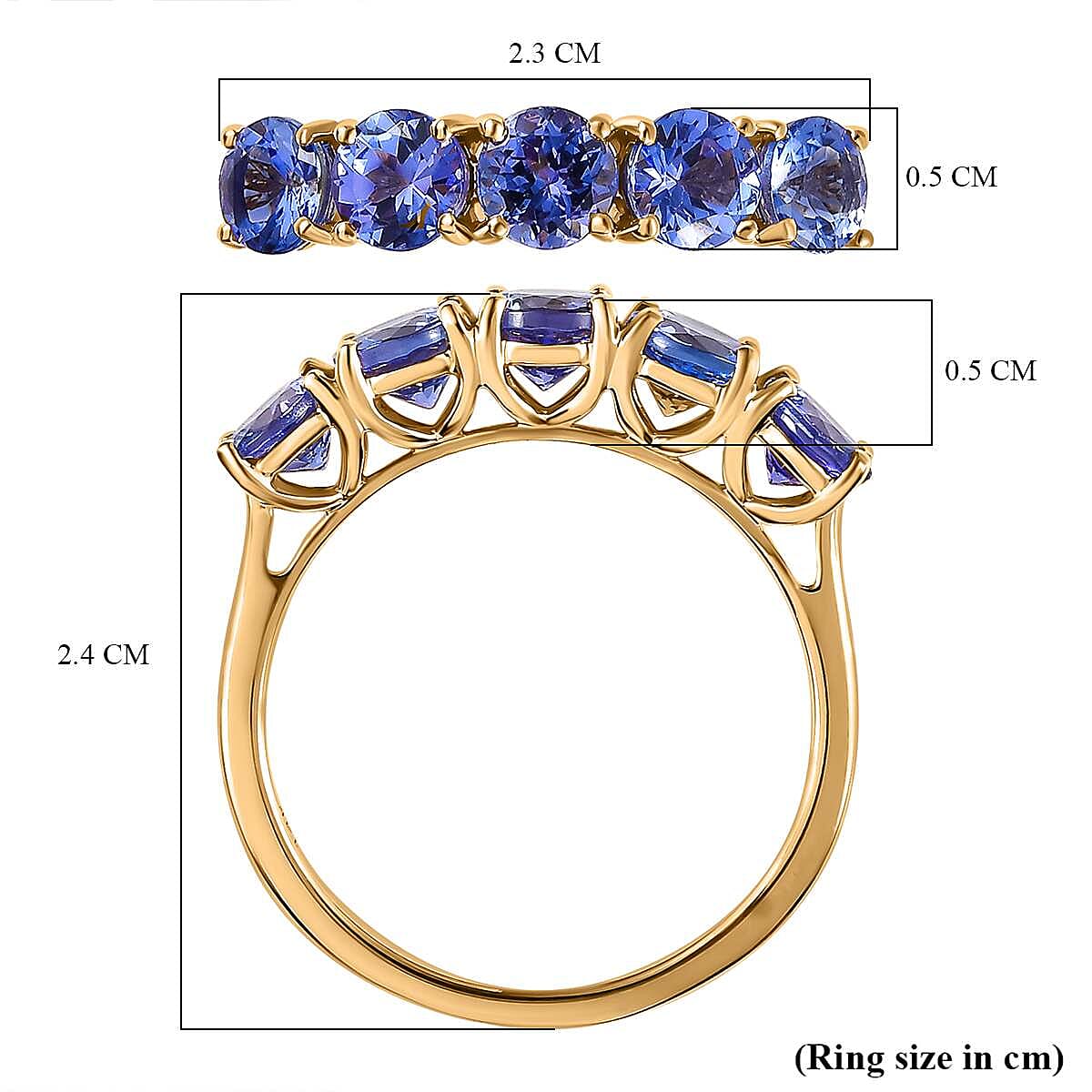 14K Yellow Gold Premium Tanzanite 5 Stone Ring 1.84 Ct. 14K Yellow Gold Premium Tanzanite 5 Stone Ring 1.84 Ct.