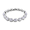 HongKong Closeout - Simulated Pink Sapphire and Simulated Diamond Tennis Bracelet (Size - 7.5) in Yellow Gold Tone