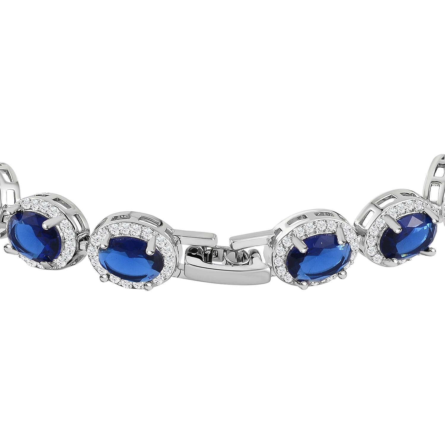 HongKong Closeout - Simulated Blue Sapphire & Simulated Diamond Tennis Bracelet (Size - 7.5)
