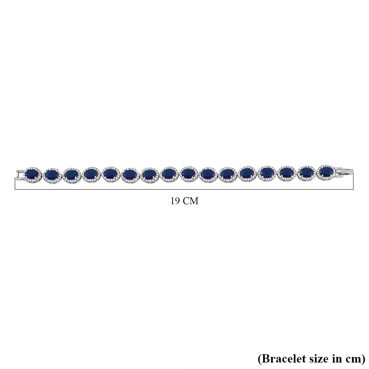 HongKong Closeout - Simulated Blue Sapphire & Simulated Diamond Tennis Bracelet (Size - 7.5)