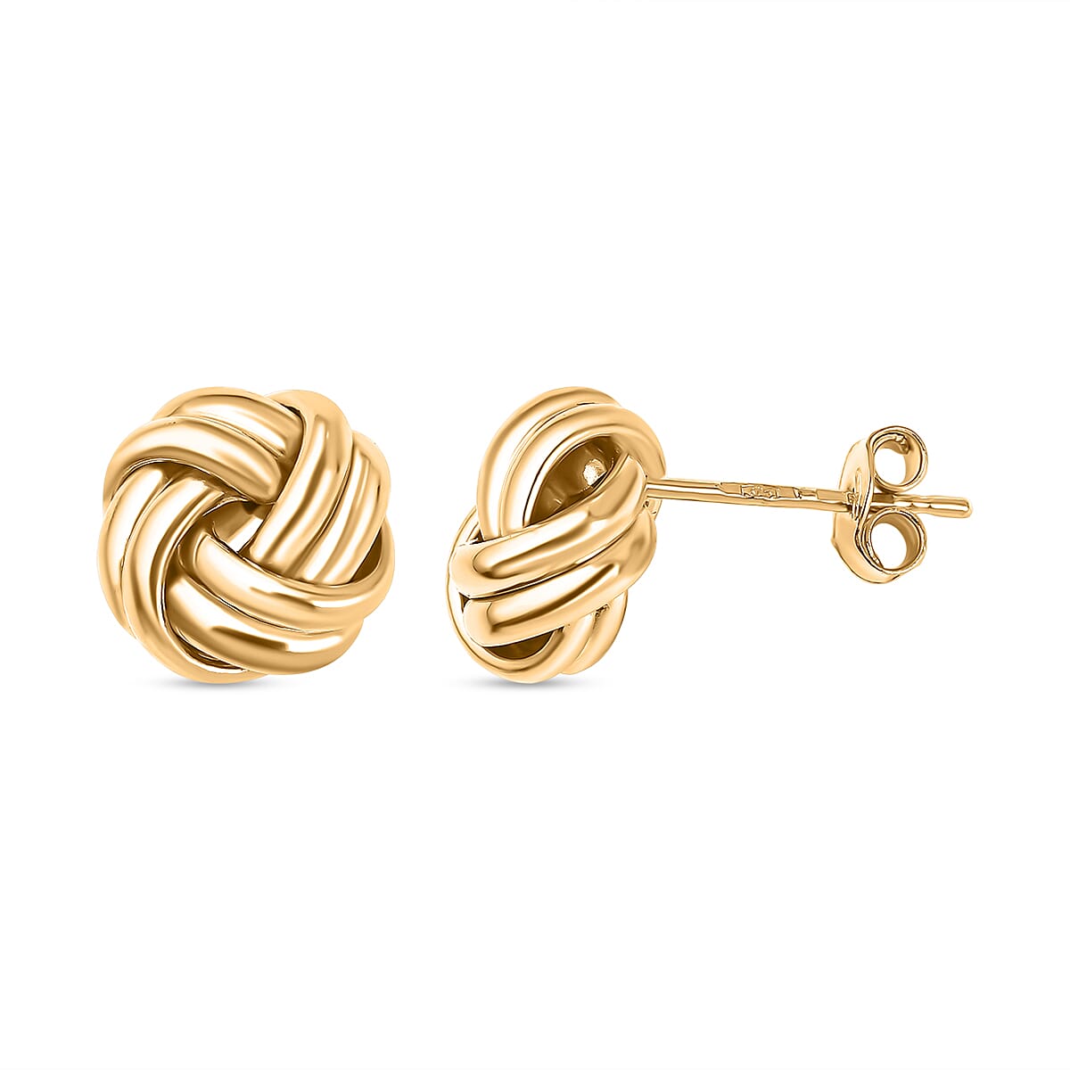 Hatton Garden Closeout-9K Yellow Gold Double Knot Earrings