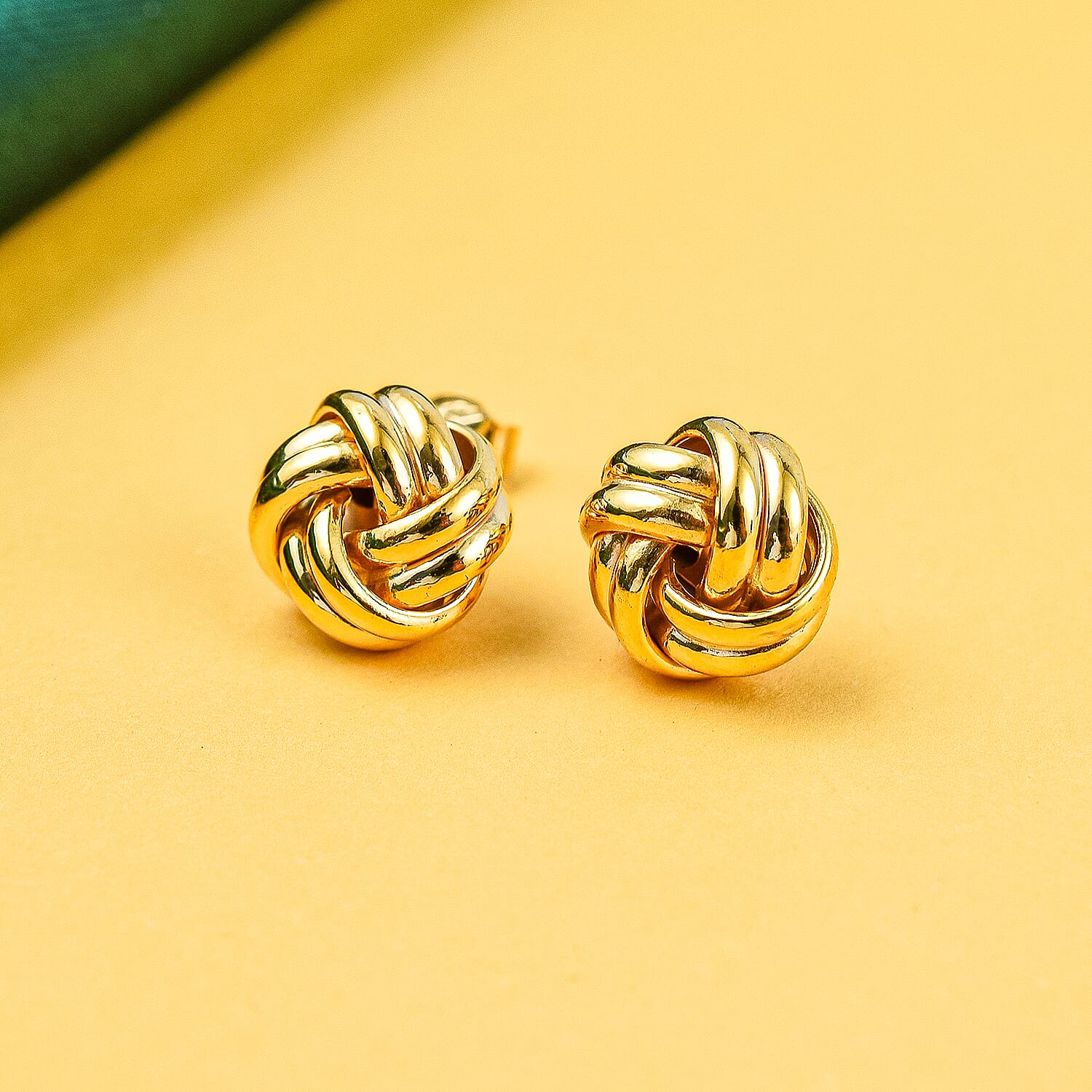 Hatton Garden Closeout-9K Yellow Gold Double Knot Earrings