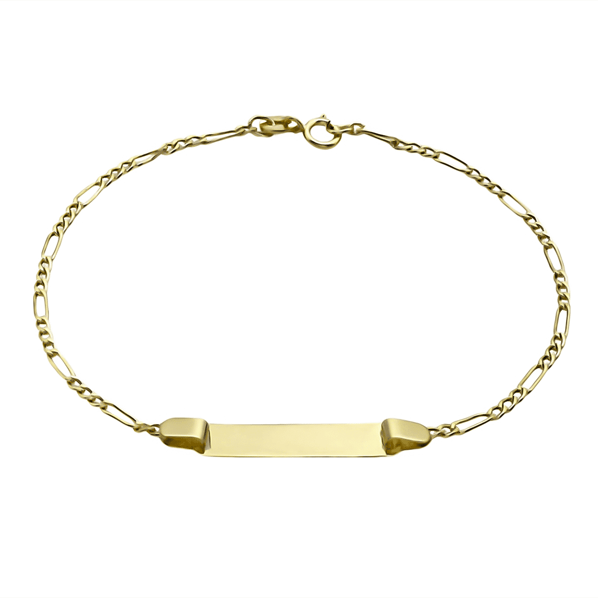 LIMITED EDITION Italian Designer Close Out - 9K Yellow Gold Figaro Link ID Bracelet (Size - 7)