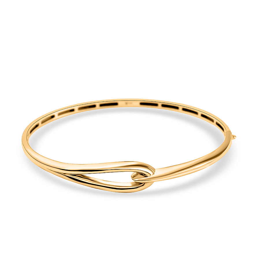 Hatton Garden Closeout - 9K Yellow Gold Hook Knot Openable Hinged Bangle (Size - 7)