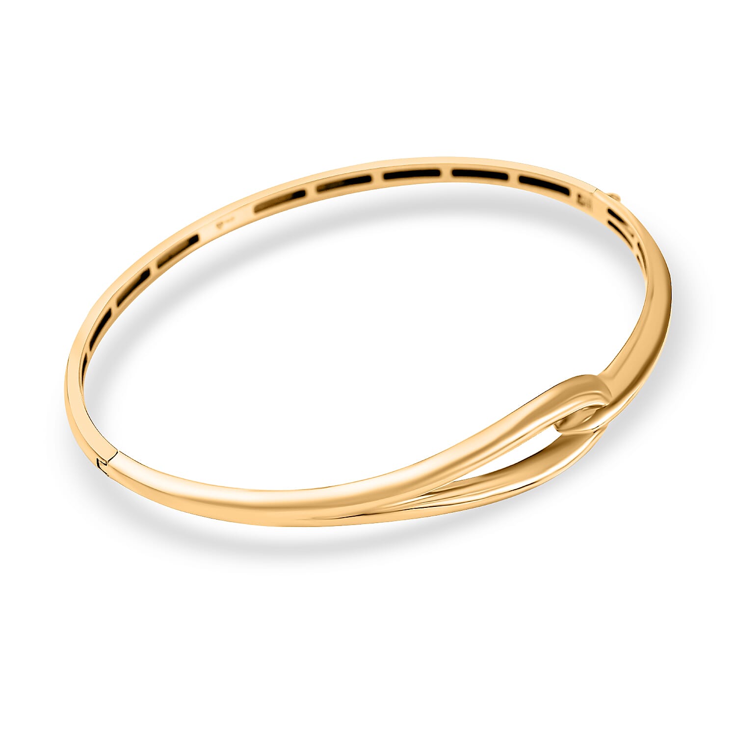Hatton Garden Closeout - 9K Yellow Gold Hook Knot Openable Hinged Bangle (Size - 7)